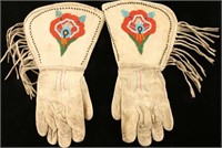 Plains Indian Leather Beaded Gauntlets