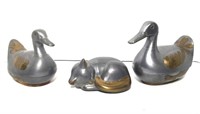 Cast Pewter Animals Brass Accents