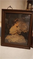 Antique Framed Picture of a Young Girl