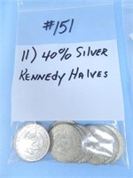 (11) 40% Silver Kennedy Halves
