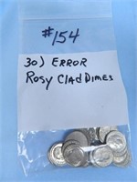 (30) Error Rosy Clad Dimes