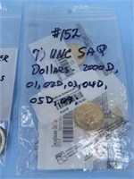 (7) UNC Sacagawea Dollars, 2000D, 01, 02D, 03,