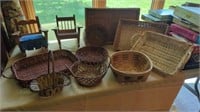 WICKER BASKETS AND 2 LITTLE ROCKING CHAIRS FOR