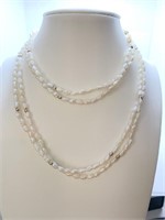 14K GOLD DOUBLE STRAND OF SEED PEARL - 22" LONG -