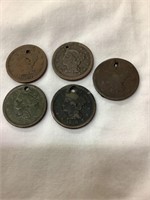 (5) Large Pennies, holes