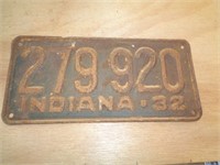 1932 INDIANA LICENSE PLATE