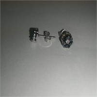 (1) Pair of 14 K WG & White/Black Diamond