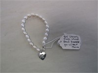 925 Silver Charm w/Fresh Water Pearl 8" Bracelet