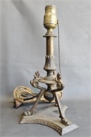 Antique Cast Iron Table Lamp -as is- wiring/paint