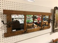 ANTIQUE OAK MIRRORED COAT HOOK