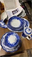 Set of Flow Blue dinner and servingware