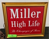 Vintage Miller High Life Light Up Adv. Beer Sign