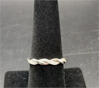 Sterling Silver Braided Clear CZ. Size 8.