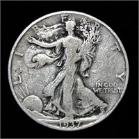 1937 90% SILVER WALKING LIBERTY HALF DOLLAR