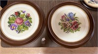 2 Petit Point Flower Pictures. 12" across.