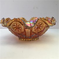 GEOMETRIC CARNIVAL GLASS BOWL