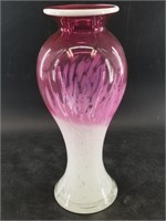 Pink to light umbra vase, hand blown, 13" tall in