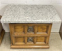 Stone Top Nightstand with Drawers