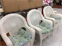 Set of four wicker cushions chairs