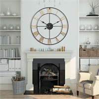 GOLD WALL CLOCK WITH ROMAN NUMERALS 40CM DIAMETER