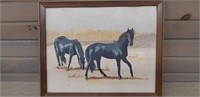 Pastel Painting of Two Horses, Johnston '79