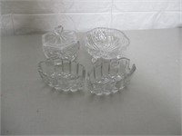 Lot of  4 glass crystal  dishes