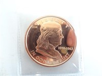 Ben Franklin 1 oz Copper Coin