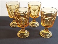 4pc Fairfield Honey Gold Glass Wine Goblets