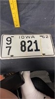1962 Iowa plate
