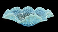 11 “  Fenton Blue Opalescent Hobnail Bowl