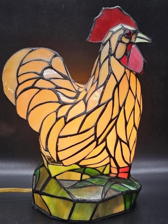 Stained Glass Rooster Light