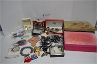Two Jewelry Boxes w/Contents, Watches, Costume