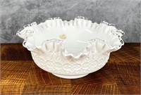 Fenton Glass Spanish Lace Silver Crest Bowl