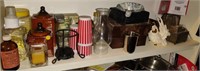 Oil Lamp, Candles, Glasses, etc