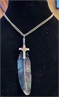 Hand Crafted Metal Feather Necklace