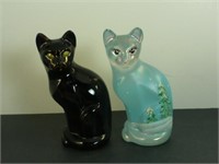 2 Fenton Glass Cats - 5" Tall