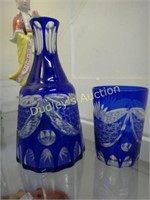 Cut To Clear Cobalt Water Bottle & Glass
