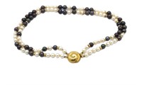 Pearl & gold bead double row necklace by Tarasin