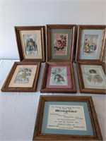 Vtg Early 20th c Framed Ad Prints -  Set of 7