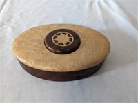 Vtg Puzzle Box - Oval Solid Wood 2 Tone - Like New