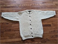 Vtg 100% Wool Cable Knit Sweater - Made in Ireland