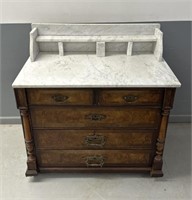 Antique Wooden Dresser With Marble Top