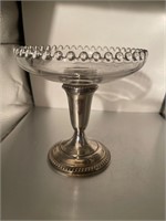 Sterling base candlewick compote