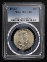1953-D MS64 FBL Franklin Silver Half Dollar