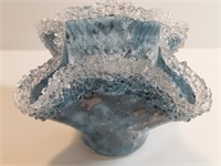 Bubble Texture Handkerchief Art Glass Vase Hand