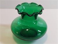 Emerald Green Glass Ruffled Rim Vase Anchor