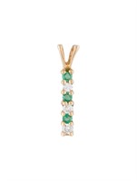 14k Gold Round .07ct Emerald & Diamond Pendant