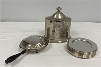 Silver Plate Caddy, Dessert Plates, Crumb Catcher