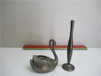 Sliver Plated Bud Vase & Swan Candleholder