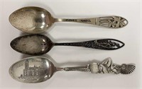 Lot of 3 Vintage Sterling Silver Souvenir Spoons